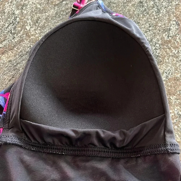 CALVIN KLEIN Twist Front Tummy Control One Piece Black Floral Swimsuit Size 16 - Picture 11 of 14